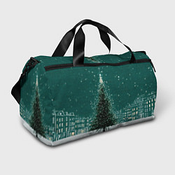 Сумки спортивные Новый год в зеленом стиле, цвет: 3D-принт