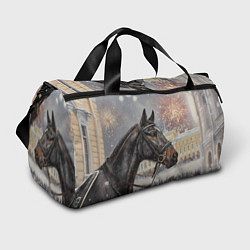 Сумки спортивные Конь на фоне салюта, цвет: 3D-принт