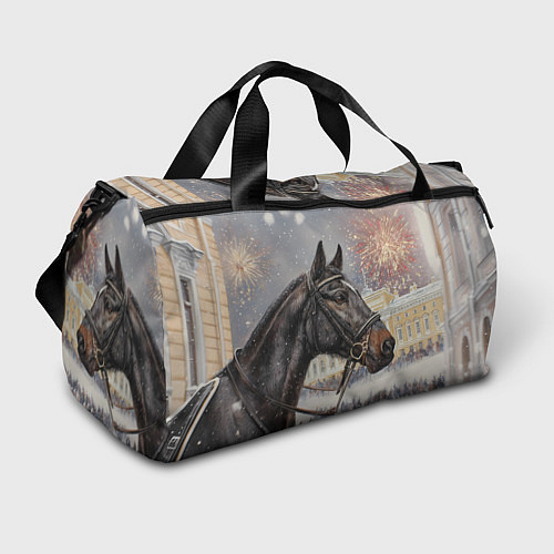 Спортивная сумка Конь на фоне салюта / 3D-принт – фото 1