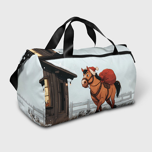 Спортивная сумка Лошадка везет новогодние подарки / 3D-принт – фото 1