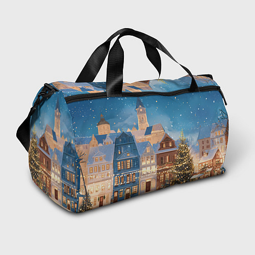 Спортивная сумка Новогодний дворик и елка / 3D-принт – фото 1