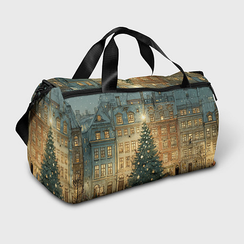 Спортивная сумка Новогодний старый город / 3D-принт – фото 1