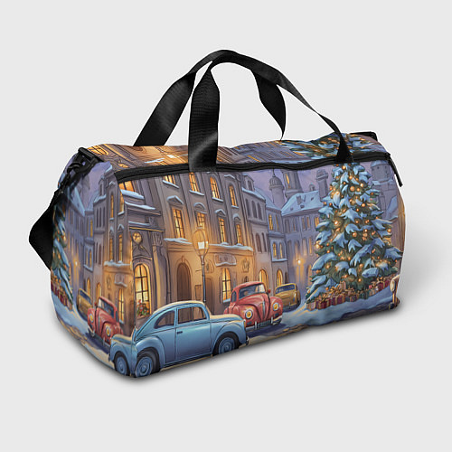 Спортивная сумка Новогодний снежный двор / 3D-принт – фото 1