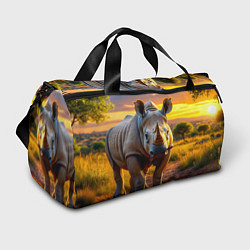 Сумки спортивные Носорог саванны, цвет: 3D-принт