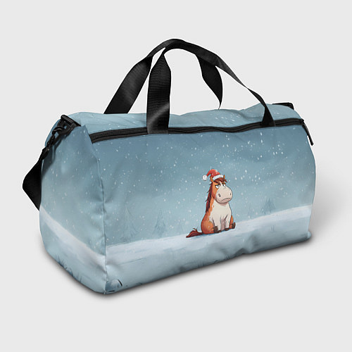 Спортивная сумка Лошадь сидит на снегу / 3D-принт – фото 1
