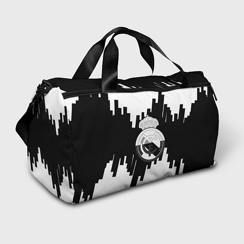 Спортивная сумка Реал Мадрид белая геометрия / 3D-принт – фото 1