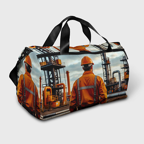 Спортивная сумка Нефтехимик на фоне завода / 3D-принт – фото 1