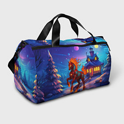 Сумки спортивные Металлическая красная лошадь, цвет: 3D-принт