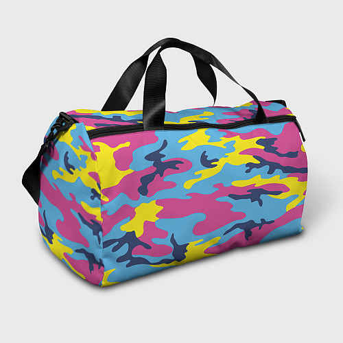 Спортивная сумка Камуфляж: голубой/розовый/желтый / 3D-принт – фото 1