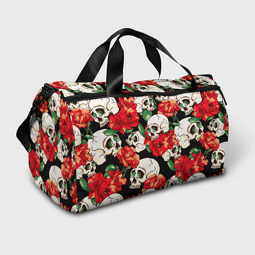 Спортивная сумка Черепки и розы / 3D-принт – фото 1