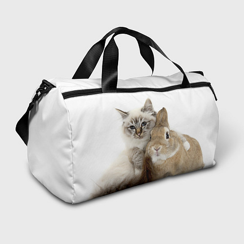 Спортивная сумка Кот и кролик пушистые / 3D-принт – фото 1