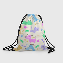 Рюкзак-мешок Узор с домашними питомцами, цвет: 3D-принт