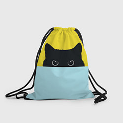 Рюкзак-мешок Черный кот выглядывает, цвет: 3D-принт