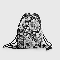 Рюкзак-мешок Хохлома черно-белая, цвет: 3D-принт