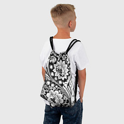 Рюкзак-мешок Хохлома черно-белая, цвет: 3D-принт — фото 2