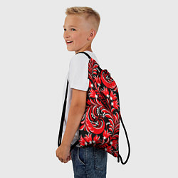 Рюкзак-мешок Хохлома красная, цвет: 3D-принт — фото 2