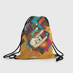 Рюкзак-мешок Ретро-музыка, цвет: 3D-принт