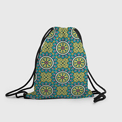 Рюкзак-мешок Хризантемы: бирюзовый узор, цвет: 3D-принт