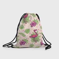 Рюкзак-мешок Цветочные фламинго, цвет: 3D-принт