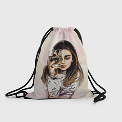 Рюкзак-мешок Девушка с бокалом вина, цвет: 3D-принт