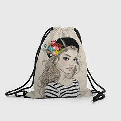 Рюкзак-мешок Парижанка в берете, цвет: 3D-принт