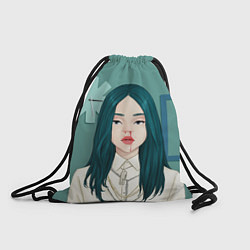 Рюкзак-мешок Billie Eilish: Turquoise Hair, цвет: 3D-принт