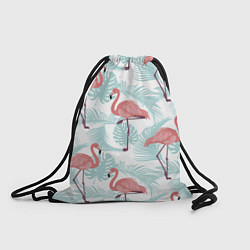 Рюкзак-мешок Узор фламинго и тропических растений, цвет: 3D-принт