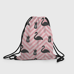 Рюкзак-мешок Черный фламинго арт, цвет: 3D-принт