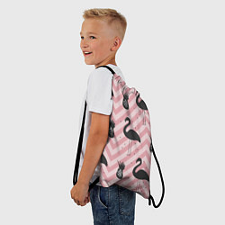 Рюкзак-мешок Черный фламинго арт, цвет: 3D-принт — фото 2