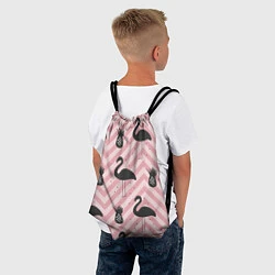 Рюкзак-мешок Черный фламинго арт, цвет: 3D-принт — фото 2