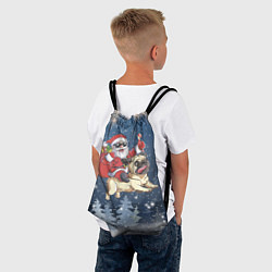 Рюкзак-мешок Санта едет на мопсе, цвет: 3D-принт — фото 2