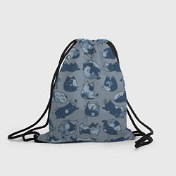 Рюкзак-мешок Камуфляж с котиками серо-голубой, цвет: 3D-принт