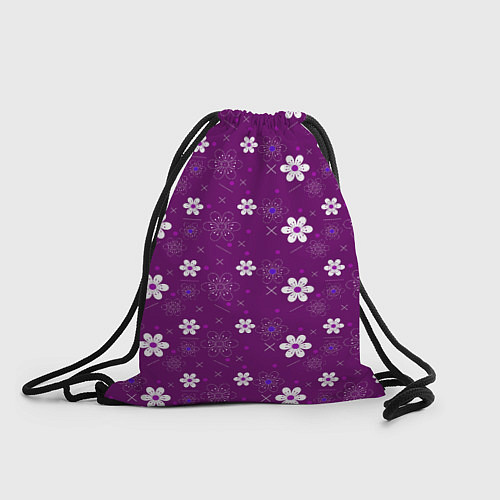 Мешок для обуви Узор цветы на фиолетовом фоне / 3D-принт – фото 1