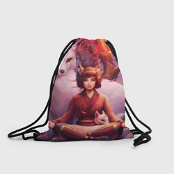 Рюкзак-мешок Девушка-лиса, цвет: 3D-принт