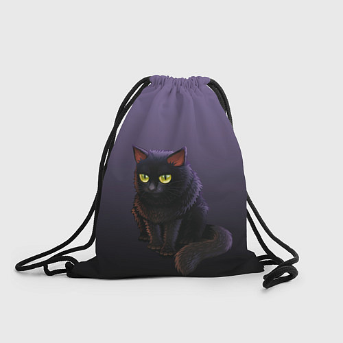 Мешок для обуви Черный кот на фиолетовом / 3D-принт – фото 1