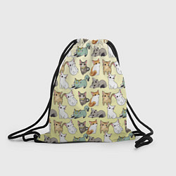 Рюкзак-мешок Мультяшные котики на желтом мя, цвет: 3D-принт