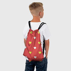 Рюкзак-мешок Сердечки на красном паттерн, цвет: 3D-принт — фото 2