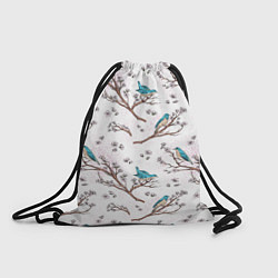 Рюкзак-мешок Птички весной на ветках Сакуры, цвет: 3D-принт