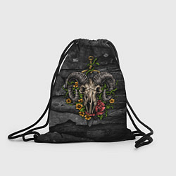 Рюкзак-мешок Череп барана в цветах, цвет: 3D-принт