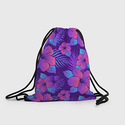 Рюкзак-мешок Узор Неоновый Гибискус, цвет: 3D-принт