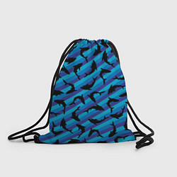 Рюкзак-мешок Черные акулы паттерн, цвет: 3D-принт