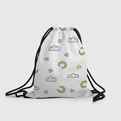 Рюкзак-мешок Луна, звезды и облака, цвет: 3D-принт