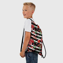 Рюкзак-мешок Гранаты и рубины на фоне полос, цвет: 3D-принт — фото 2