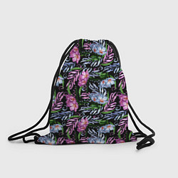 Рюкзак-мешок Чудесные фрезии на черном, цвет: 3D-принт