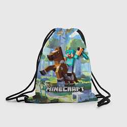 Рюкзак-мешок Майнкрафт на коне в березовом лесу, цвет: 3D-принт