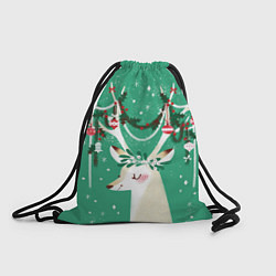 Рюкзак-мешок Олень Новый год, цвет: 3D-принт
