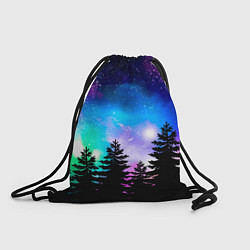 Мешок для обуви Космический лес, елки и звезды
