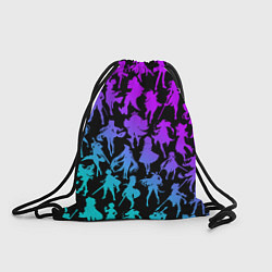 Рюкзак-мешок GENSHI IMPACT HEROES NEON НЕОНОВЫЙ УЗОР, цвет: 3D-принт