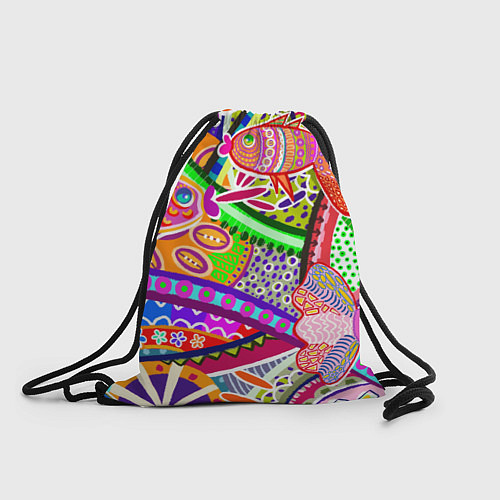 Мешок для обуви Разноцветные яркие рыбки на абстрактном цветном фо / 3D-принт – фото 1