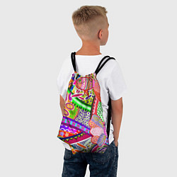Рюкзак-мешок Разноцветные яркие рыбки на абстрактном цветном фо, цвет: 3D-принт — фото 2